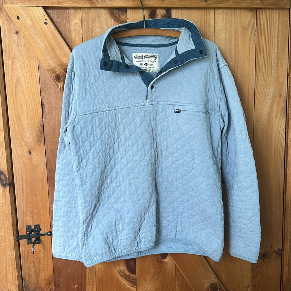 Blue Quilted Rock Monkey Pullover - image 2